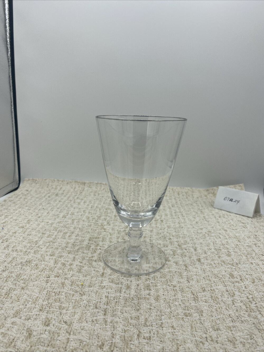 Fostoria Crystal Prelude Pattern Iced Tea Goblet 6 1/8" Platinum Rim Engagement